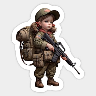 The Little Girl and a Toy Gun Sticker